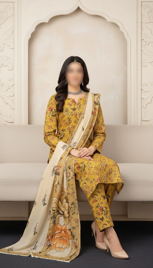 CROSS STITCH Digital Printed Khaddar 3-Piece Suit