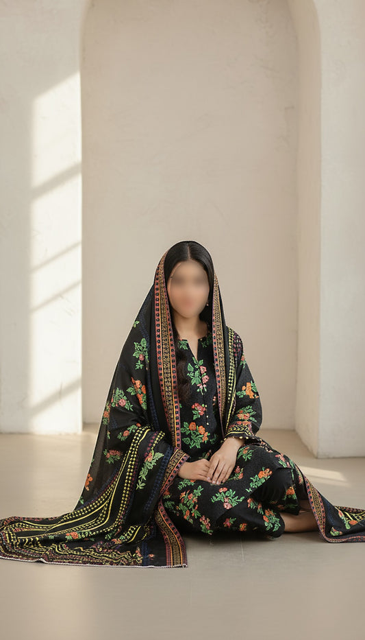 CROSS STITCH Digital Printed Khaddar 3-Piece Suit