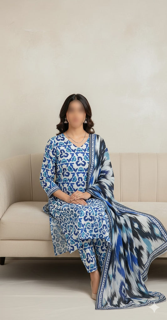 CROSS STITCH Digital Printed Khaddar 3-Piece Suit