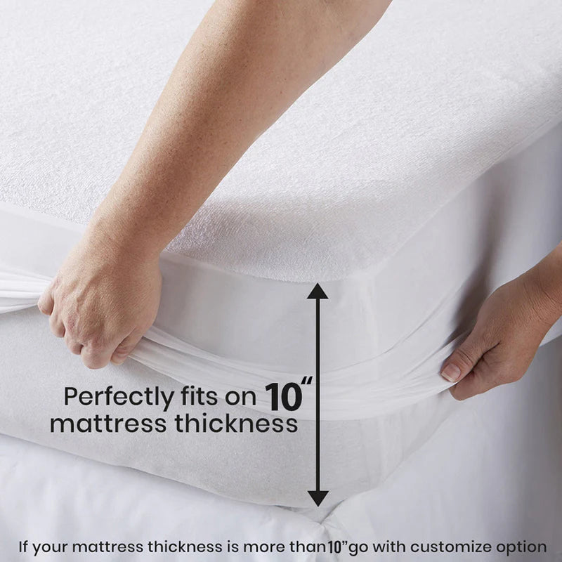 Poly Cotton Fitted Style Waterproof Mattress Protector Brown Color