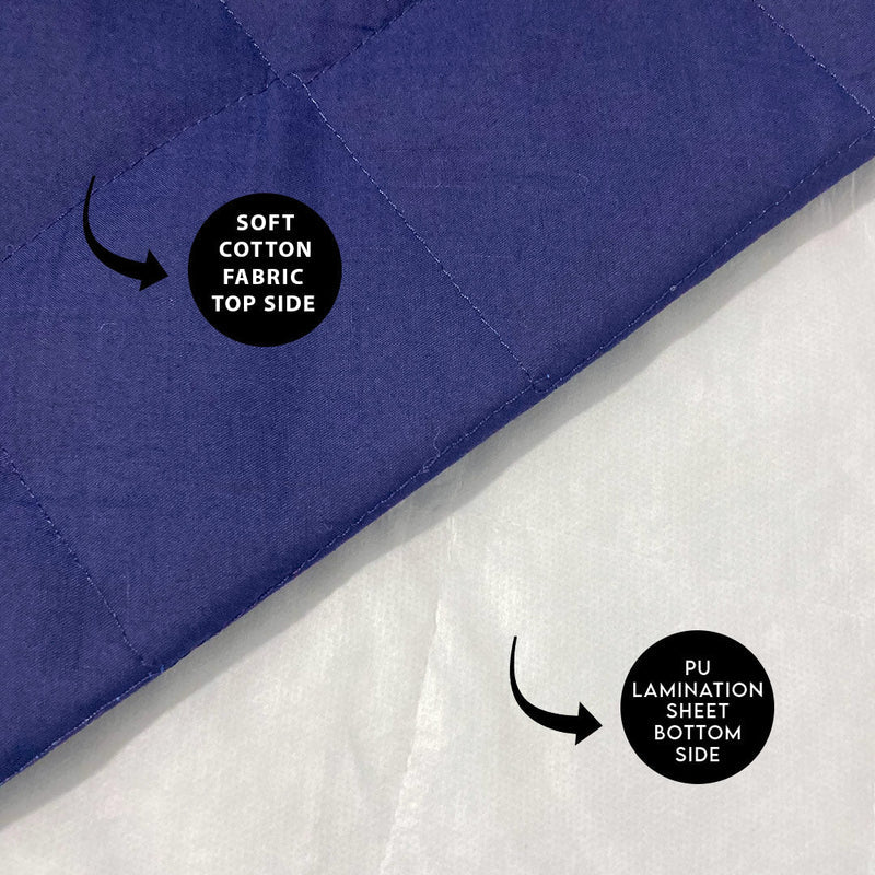 Soft Cotton Quilted 100% Waterproof Fitted Mattress Protector In Blue Color