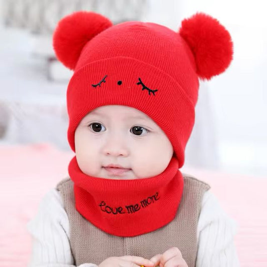 Beanie KIDS Wool Cap With Neck Warmer Attached.