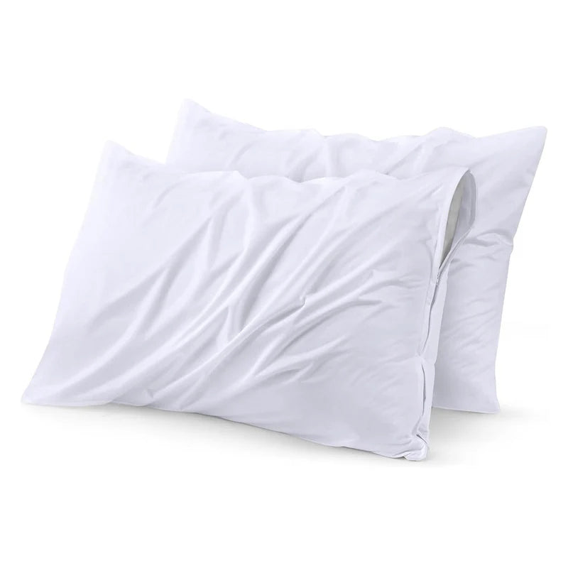 Pair Of Poly Cotton Waterproof Pillow Covers- 4 Colors