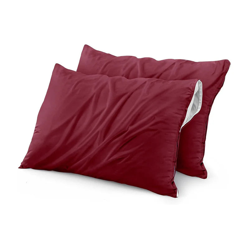 Pair Of Poly Cotton Waterproof Pillow Covers- 4 Colors