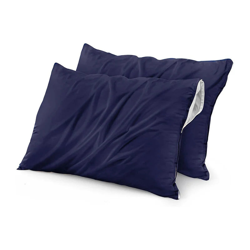Pair Of Poly Cotton Waterproof Pillow Covers- 4 Colors