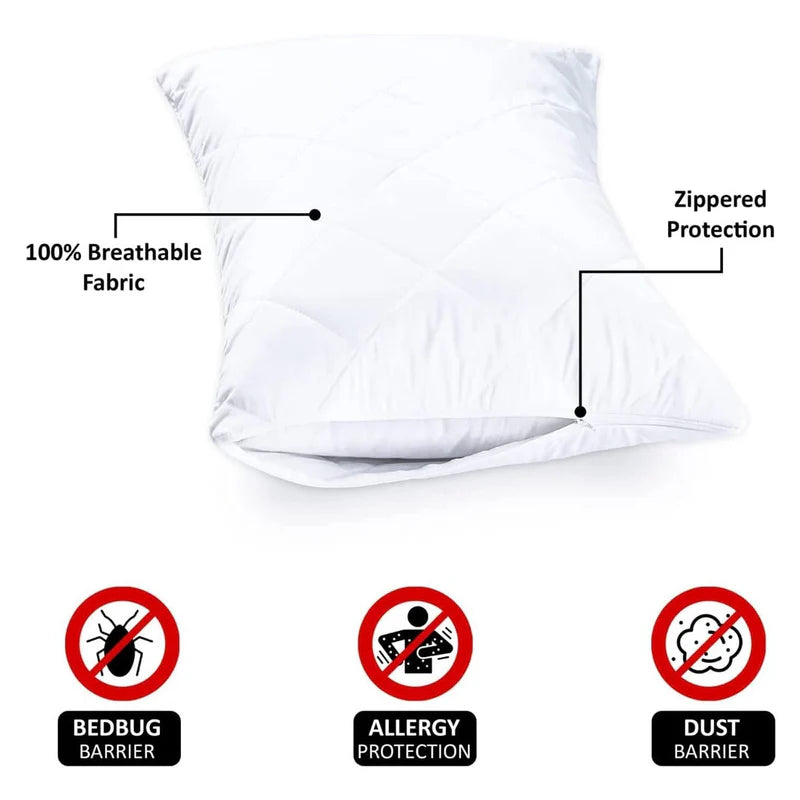 Pair Of Cotton Quilted Waterproof Pillow Covers-5 Colors