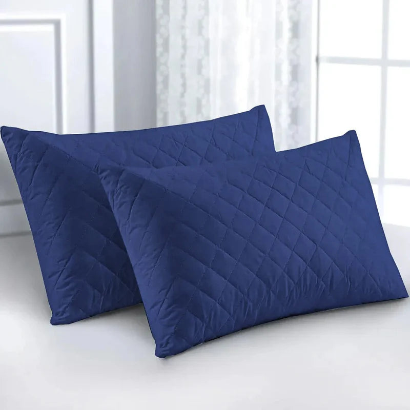 Pair Of Cotton Quilted Waterproof Pillow Covers-5 Colors
