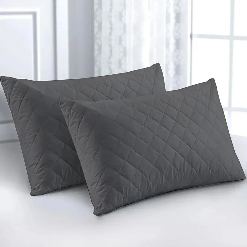 Pair Of Cotton Quilted Waterproof Pillow Covers-5 Colors
