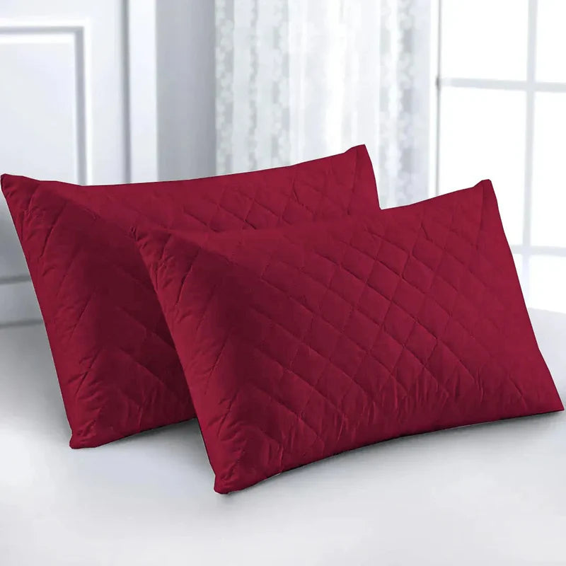 Pair Of Cotton Quilted Waterproof Pillow Covers-5 Colors