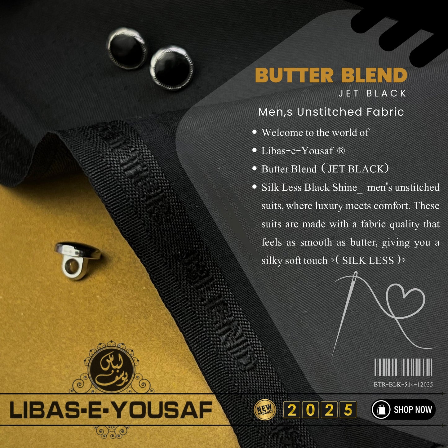 Libas-e-Yousaf's®    Butter Blend (Jet BLACK) 2025