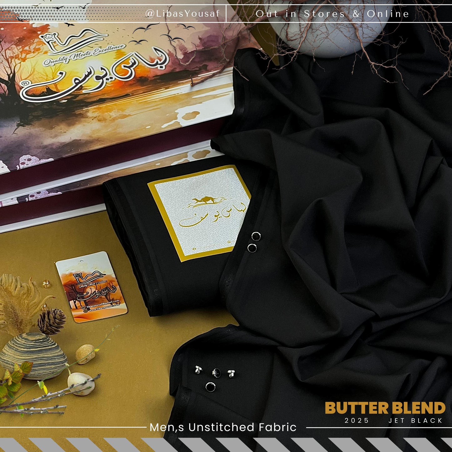 Libas-e-Yousaf's®    Butter Blend (Jet BLACK) 2025