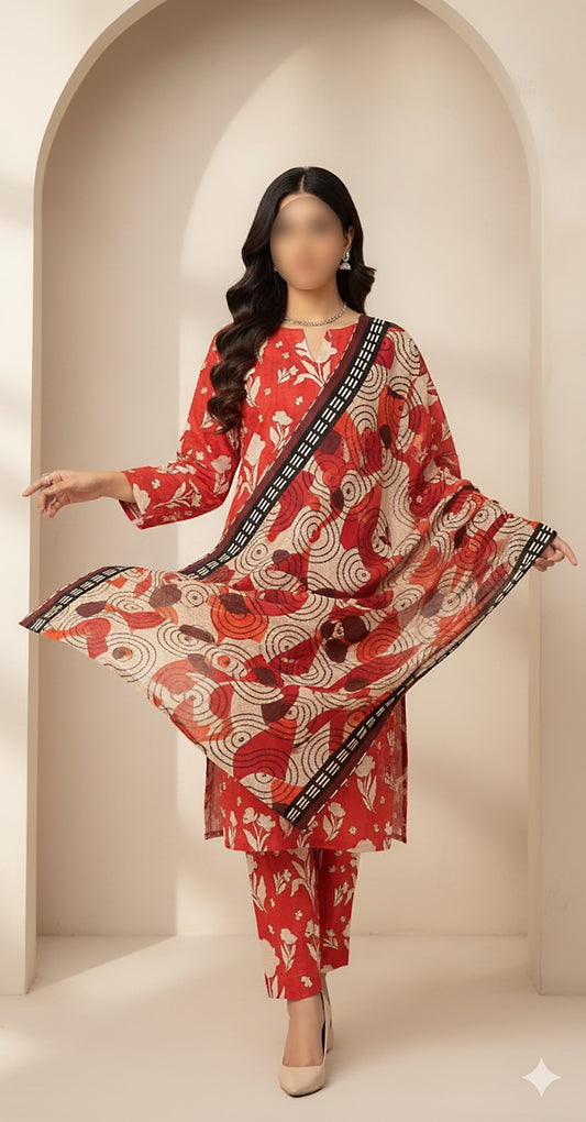 CROSS STITCH Digital Printed Khaddar 3-Piece Suit