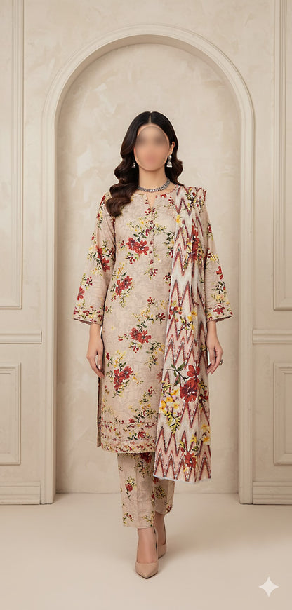 CROSS STITCH Digital Printed Khaddar 3-Piece Suit