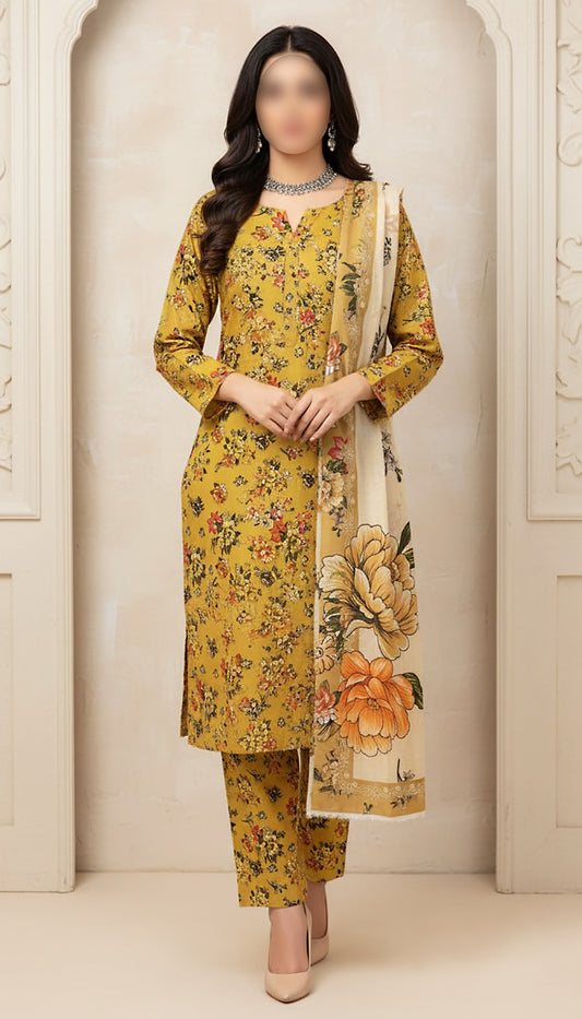 CROSS STITCH Digital Printed Khaddar 3-Piece Suit