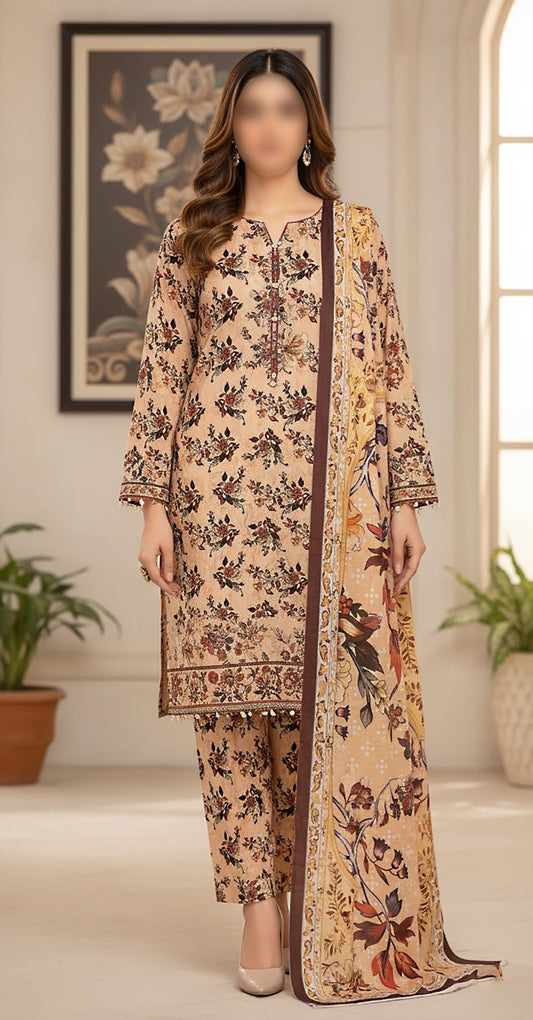 CROSS STITCH Digital Printed Khaddar 3-Piece Suit