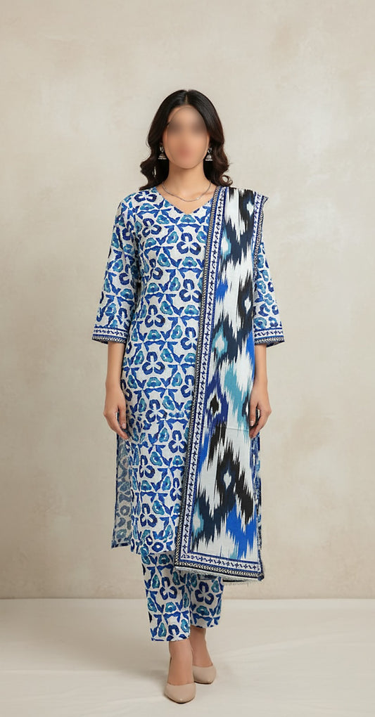 CROSS STITCH Digital Printed Khaddar 3-Piece Suit