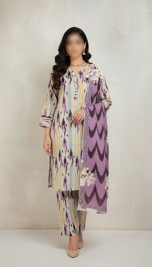 CROSS STITCH Digital Printed Khaddar 3-Piece Suit