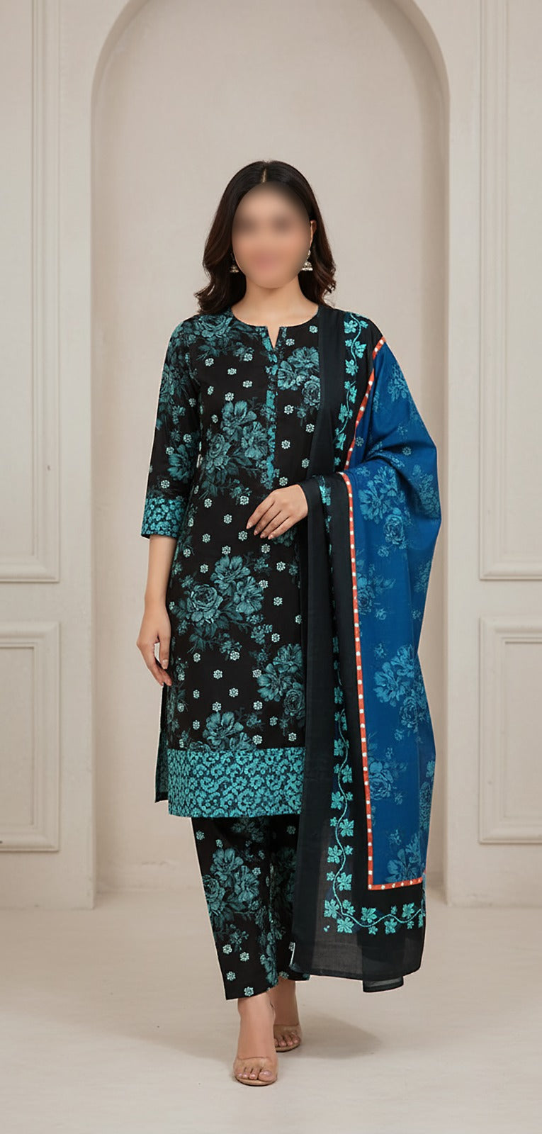 CROSS STITCH Digital Printed Khaddar 3-Piece Suit