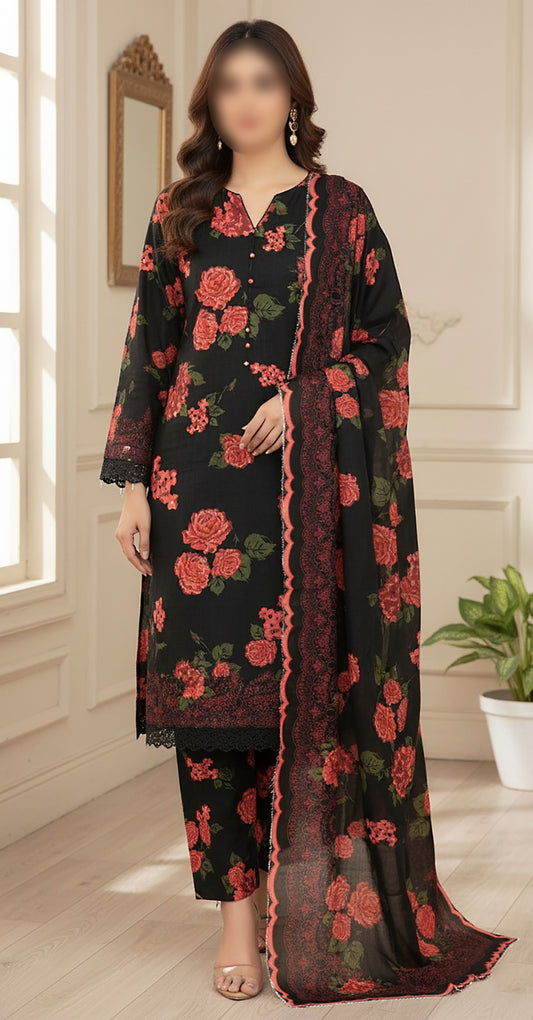 CROSS STITCH Digital Printed Khaddar 3-Piece Suit