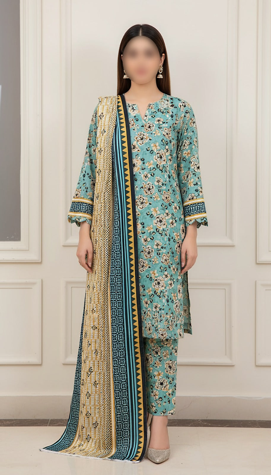 CROSS STITCH Digital Printed Khaddar 3-Piece Suit
