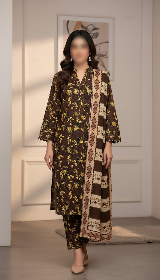 CROSS STITCH Digital Printed Khaddar 3-Piece Suit