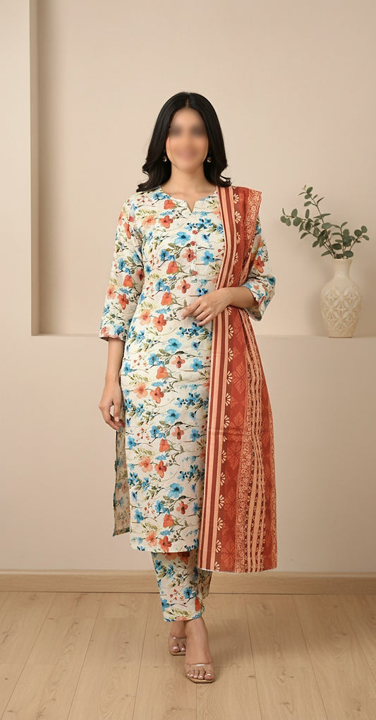 CROSS STITCH Digital Printed Khaddar 3-Piece Suit