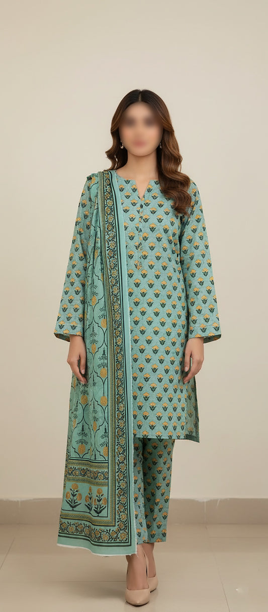 CROSS STITCH Digital Printed Khaddar 3-Piece Suit