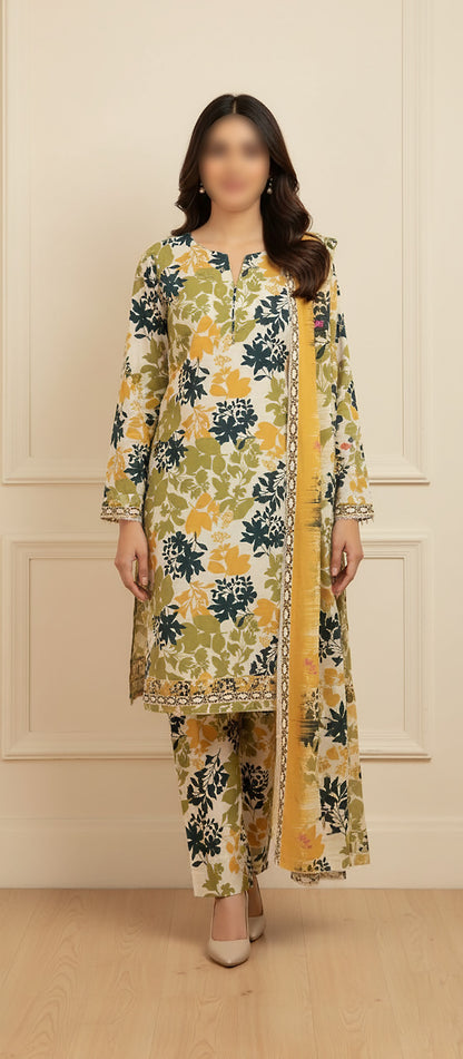 CROSS STITCH Digital Printed Khaddar 3-Piece Suit