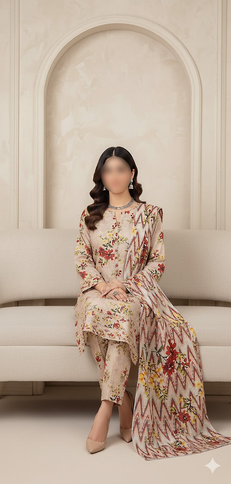 CROSS STITCH Digital Printed Khaddar 3-Piece Suit