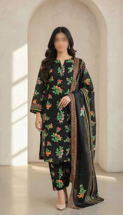 CROSS STITCH Digital Printed Khaddar 3-Piece Suit
