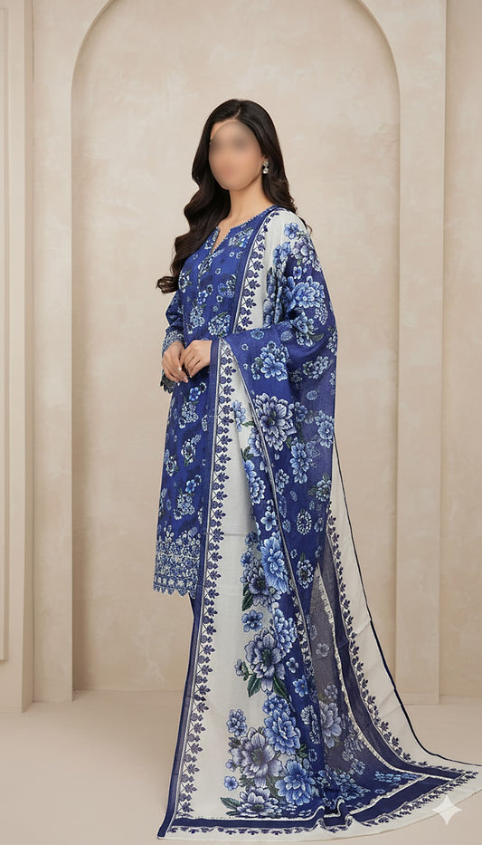 CROSS STITCH Digital Printed Khaddar 3-Piece Suit