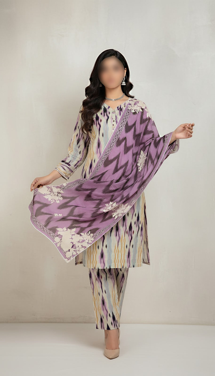 CROSS STITCH Digital Printed Khaddar 3-Piece Suit