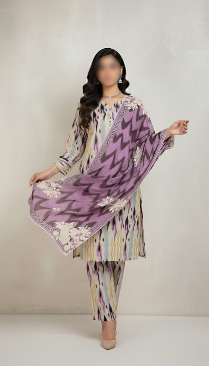 CROSS STITCH Digital Printed Khaddar 3-Piece Suit