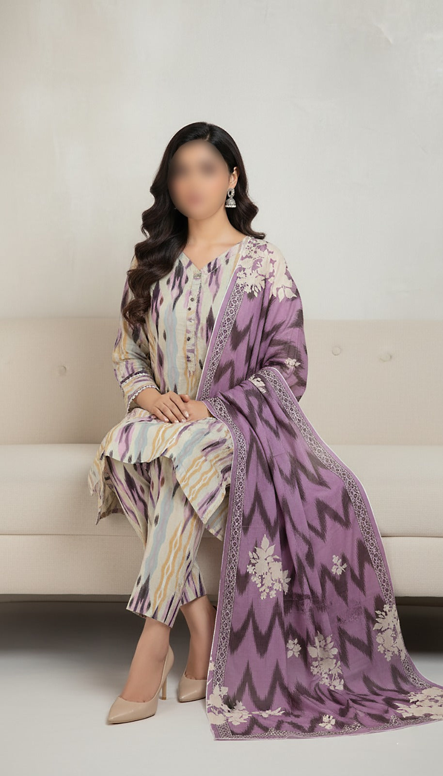 CROSS STITCH Digital Printed Khaddar 3-Piece Suit