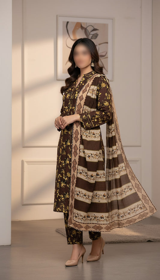 CROSS STITCH Digital Printed Khaddar 3-Piece Suit