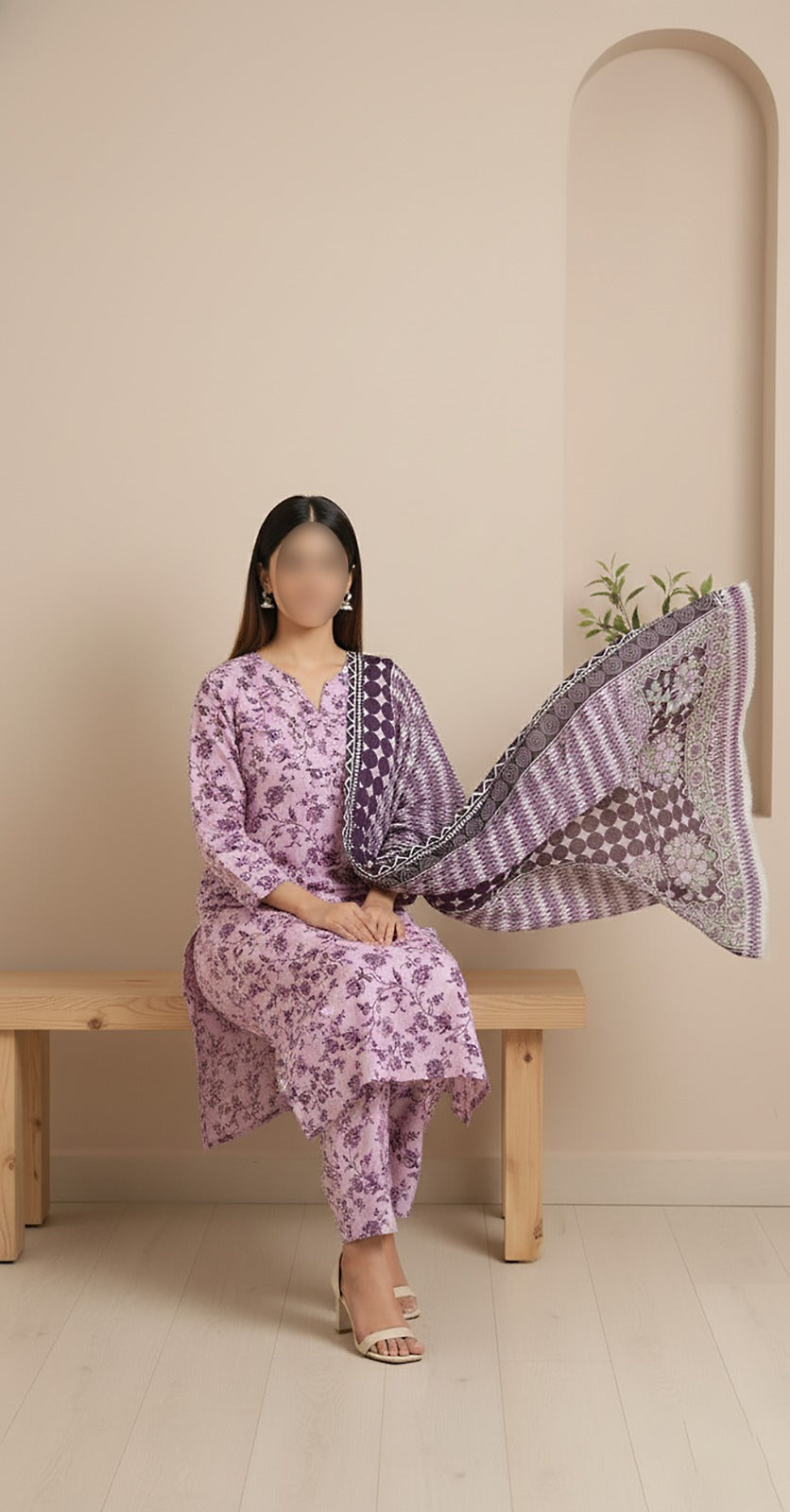 CROSS STITCH Digital Printed Khaddar 3-Piece Suit