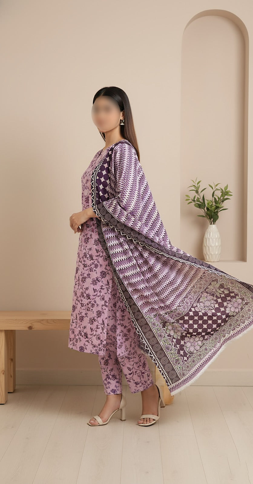 CROSS STITCH Digital Printed Khaddar 3-Piece Suit