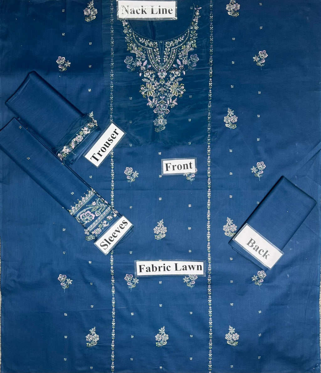 Embroidered 2Pc Lawn Unstitched Summer Dress