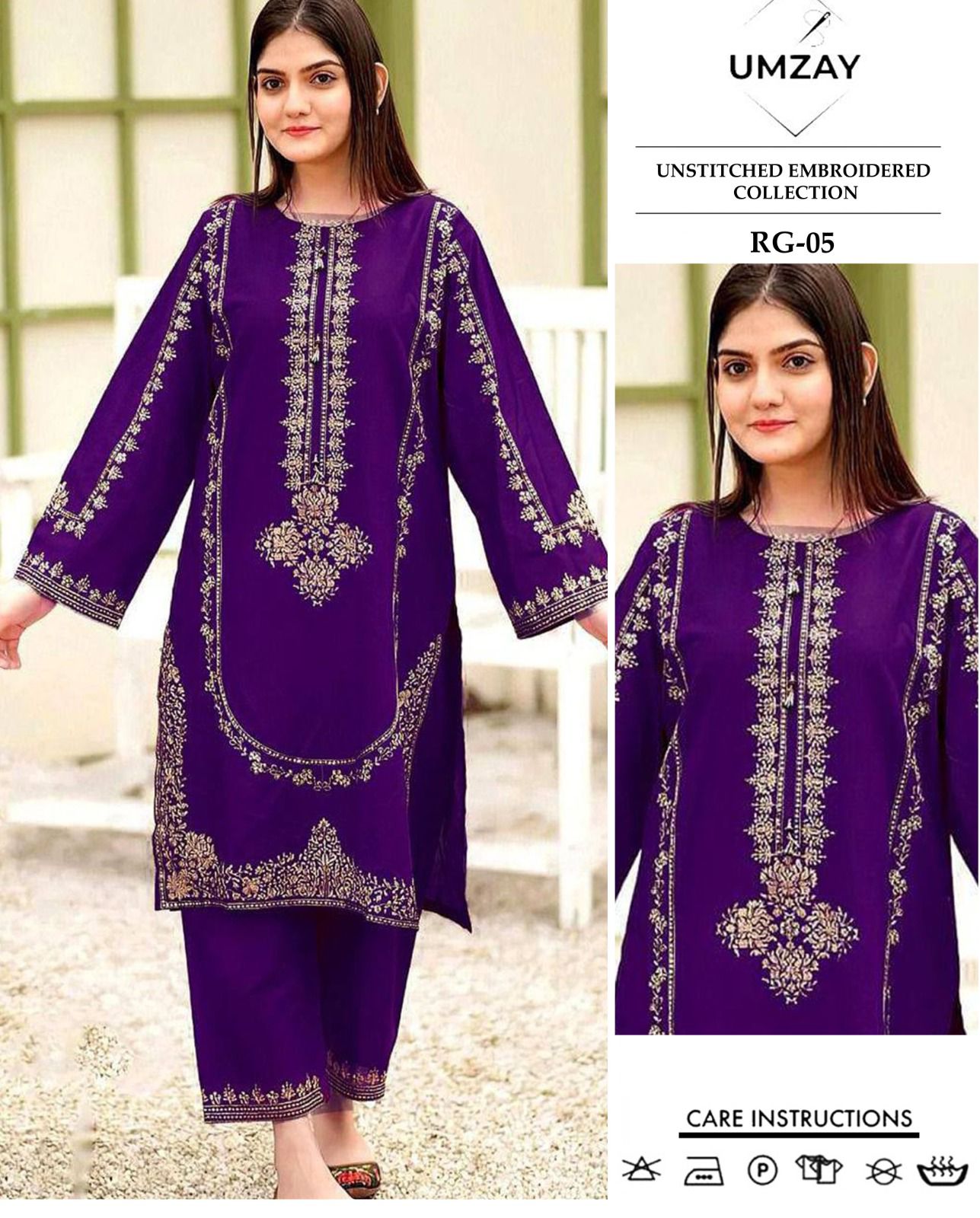 Embroidered 2Pc Lawn Unstitched Summer Dress