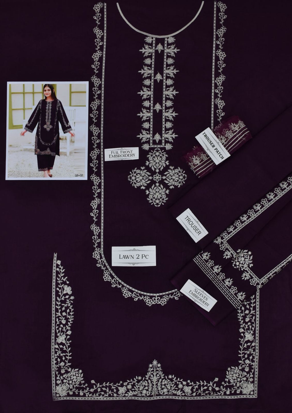 Embroidered 2Pc Lawn Unstitched Summer Dress