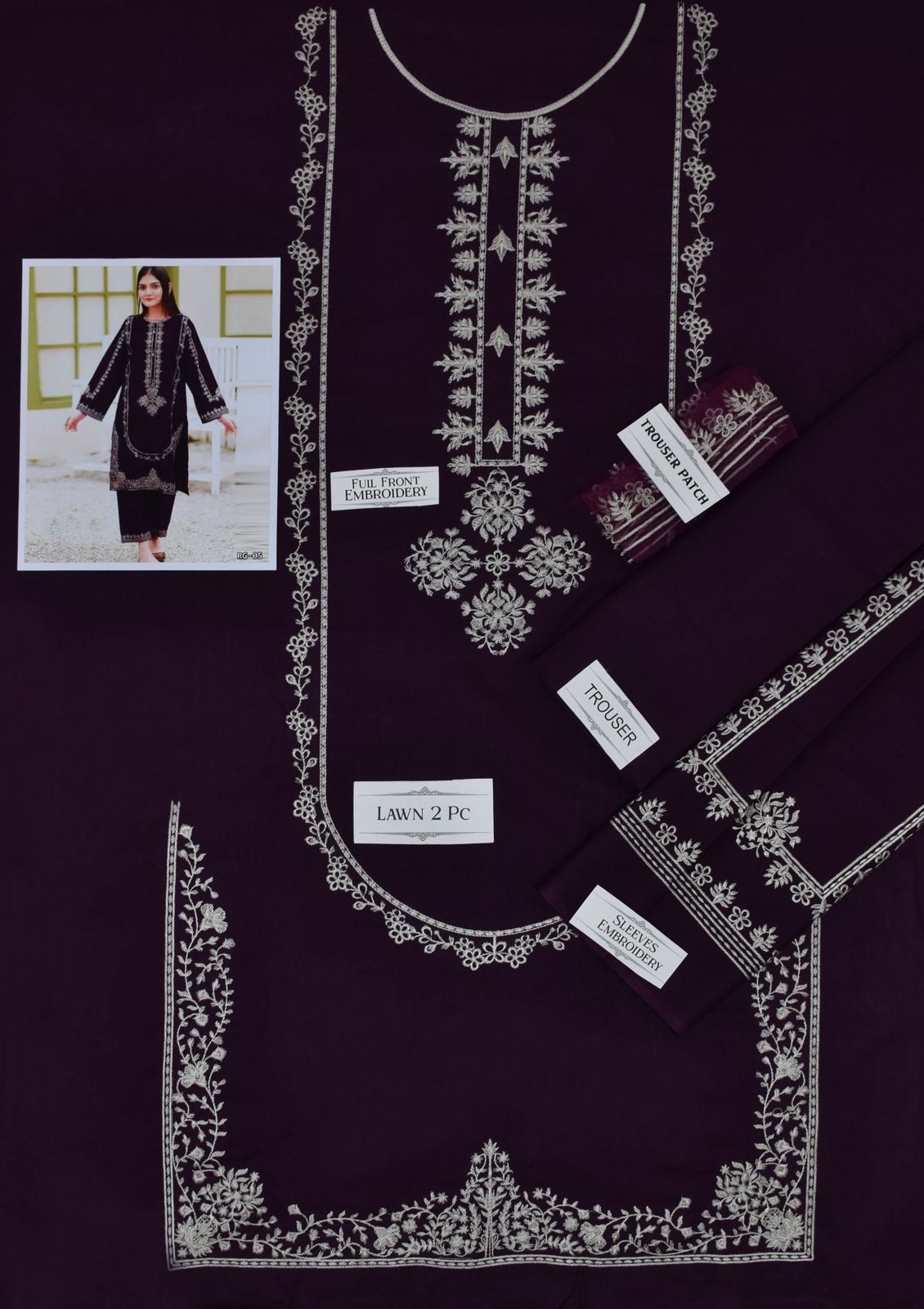 Embroidered 2Pc Lawn Unstitched Summer Dress