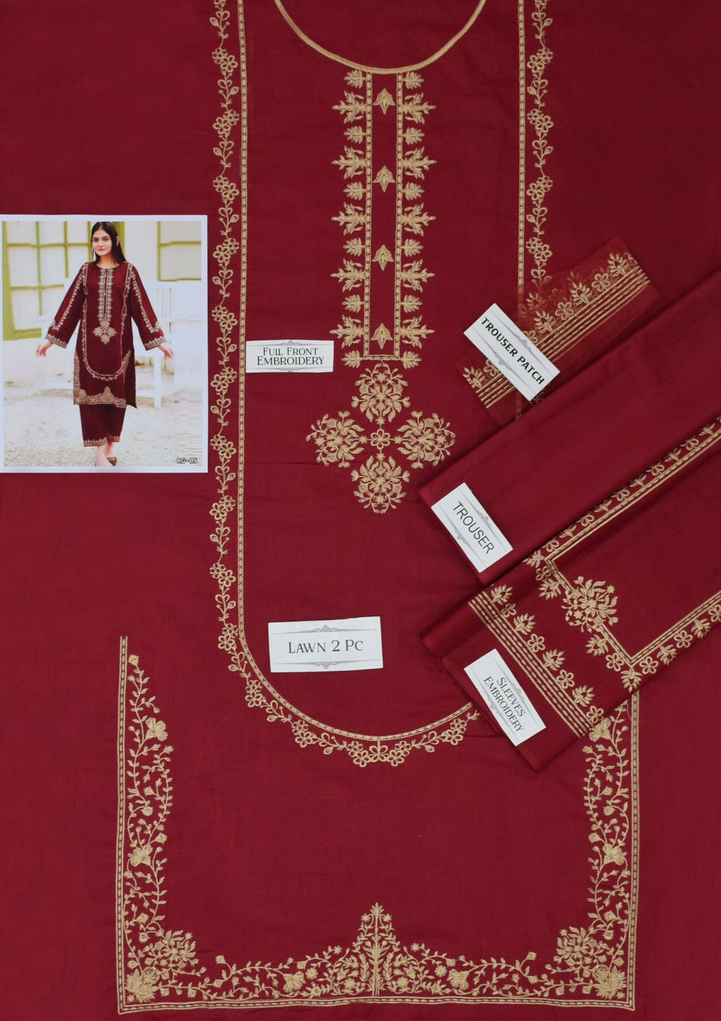 Embroidered 2Pc Lawn Unstitched Summer Dress