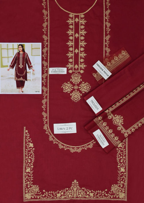 Embroidered 2Pc Lawn Unstitched Summer Dress