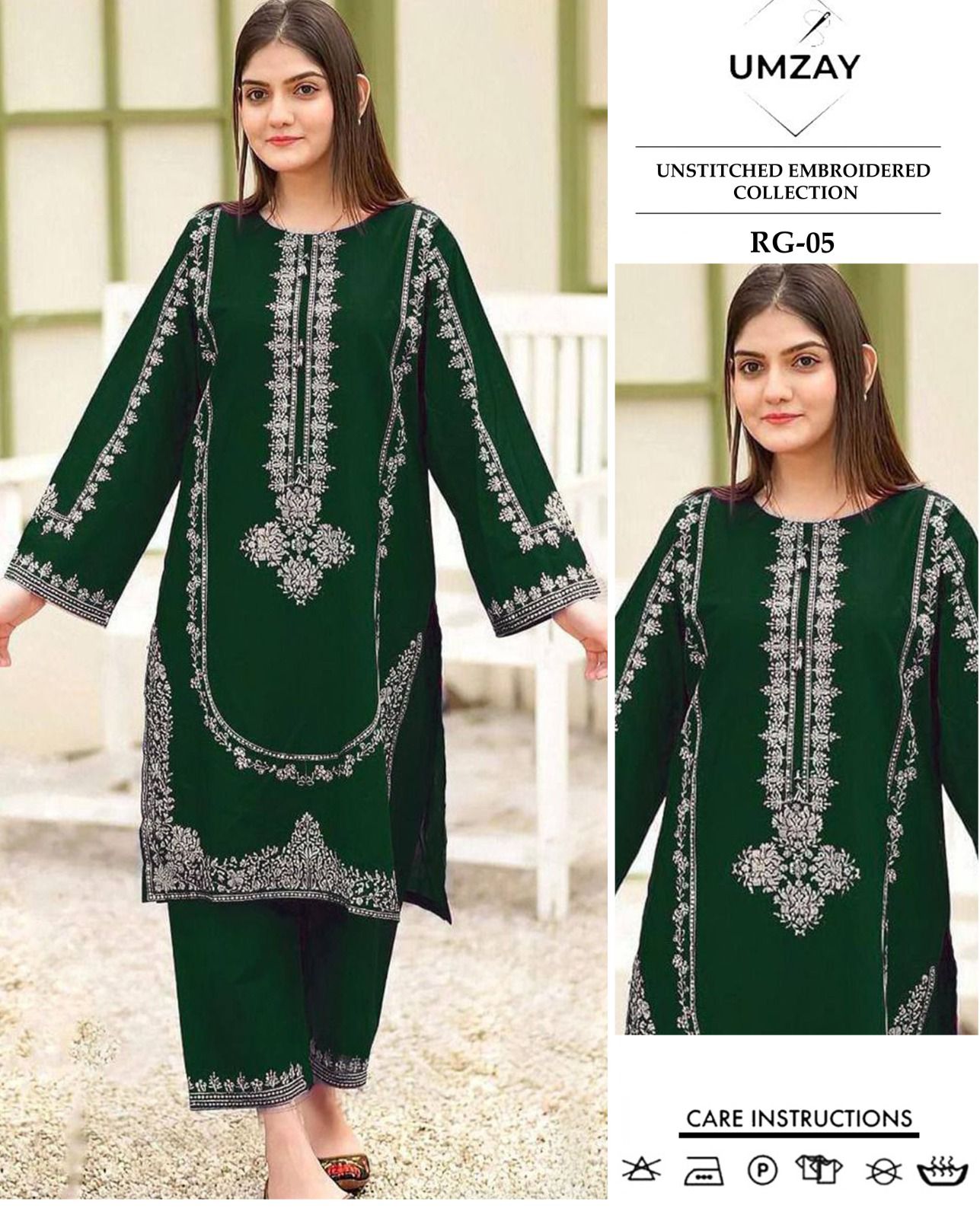 Embroidered 2Pc Lawn Unstitched Summer Dress
