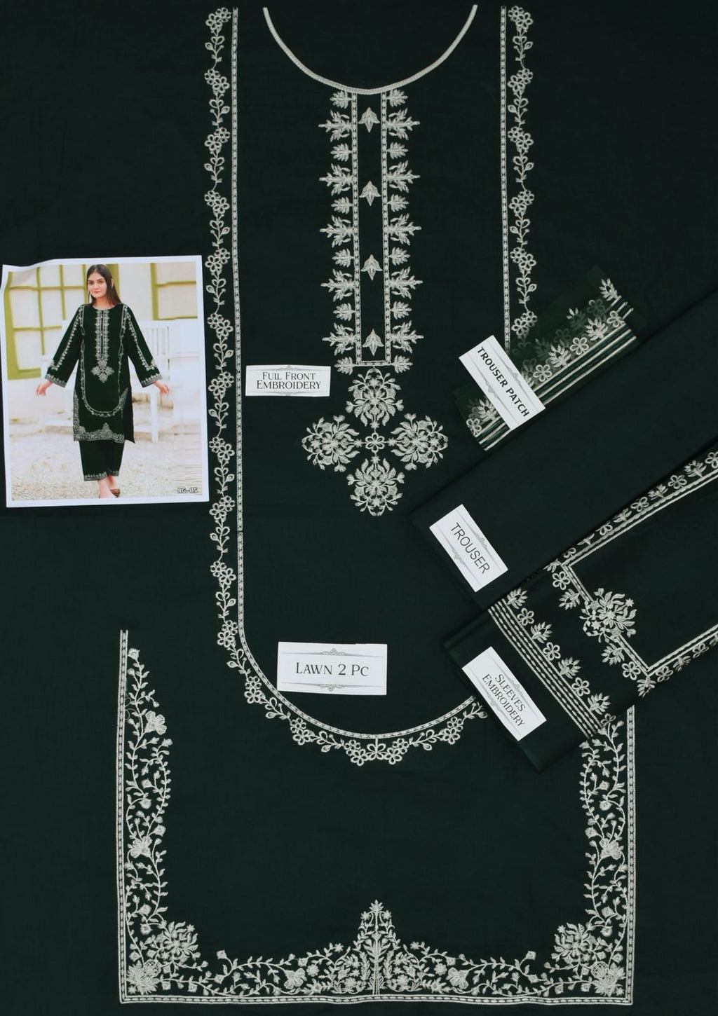 Embroidered 2Pc Lawn Unstitched Summer Dress