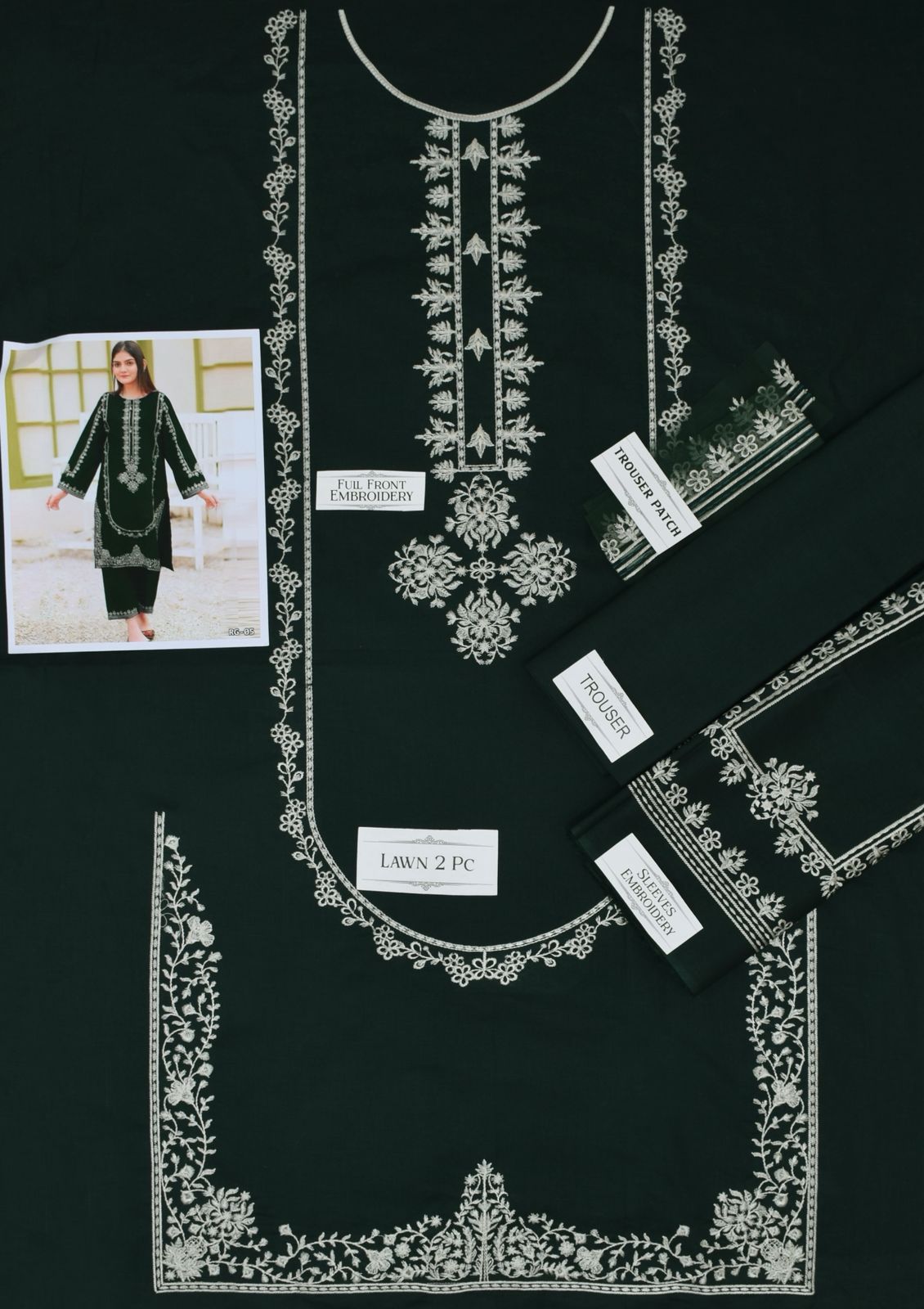 Embroidered 2Pc Lawn Unstitched Summer Dress