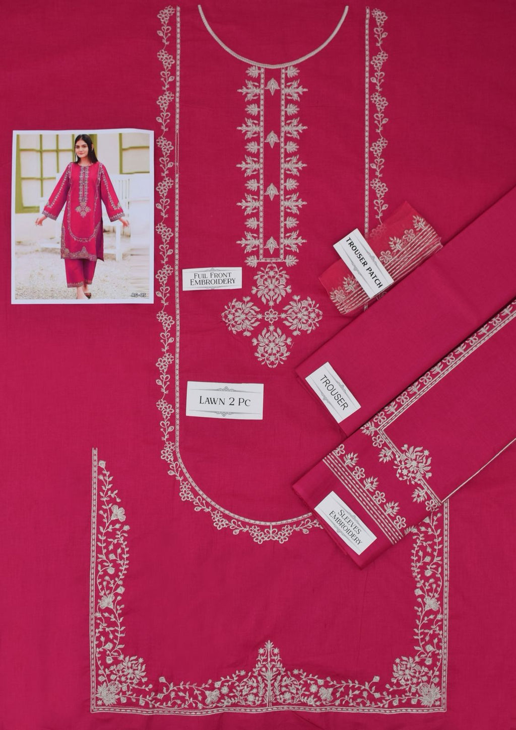 Embroidered 2Pc Lawn Unstitched Summer Dress