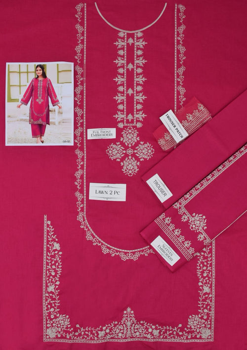 Embroidered 2Pc Lawn Unstitched Summer Dress