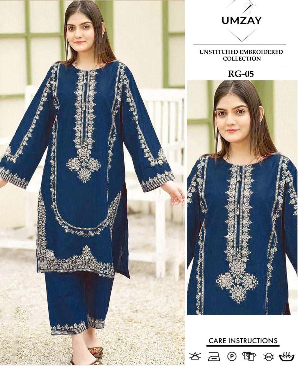 Embroidered 2Pc Lawn Unstitched Summer Dress