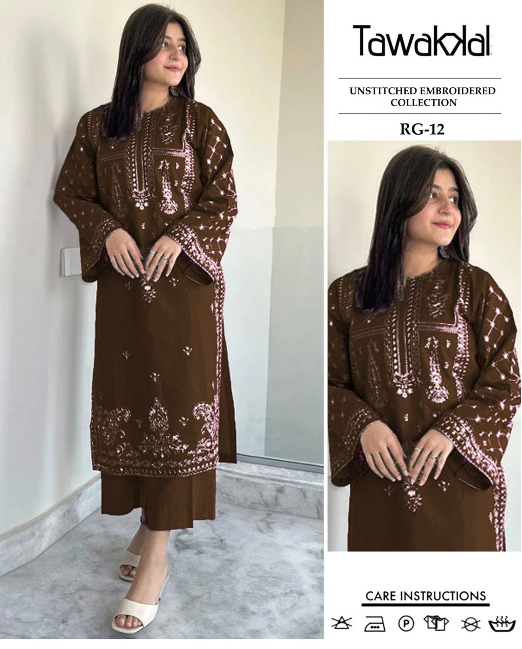 Embroidered 2Pc Lawn Unstitched Summer Dress